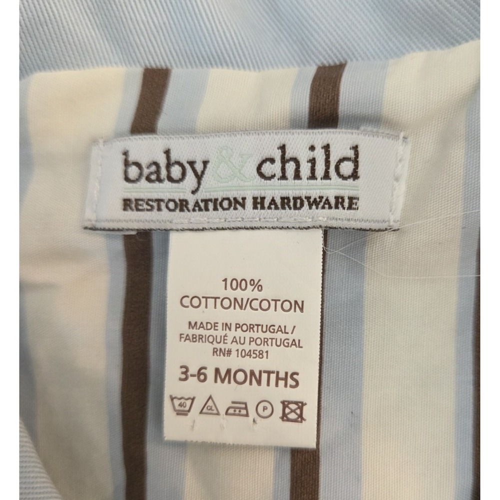 RESTORATION HARDWARE Baby Jacket 3-6 Months Blue Trench‎ Rain Coat Button Up - Picture 6 of 9